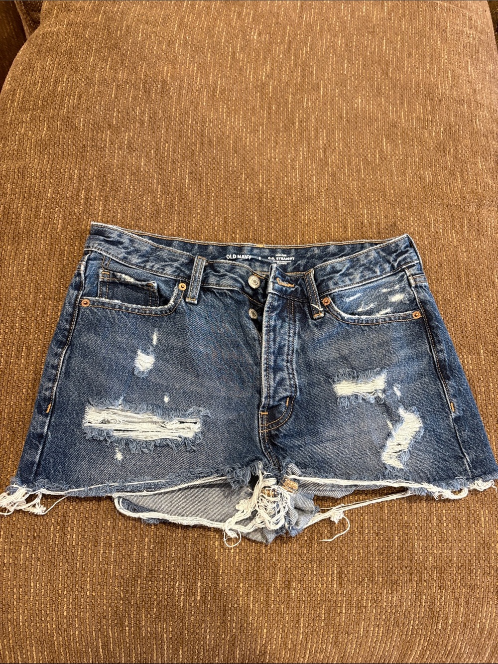 Old Navy Distressed Dark Blue Denim Jean Shorts